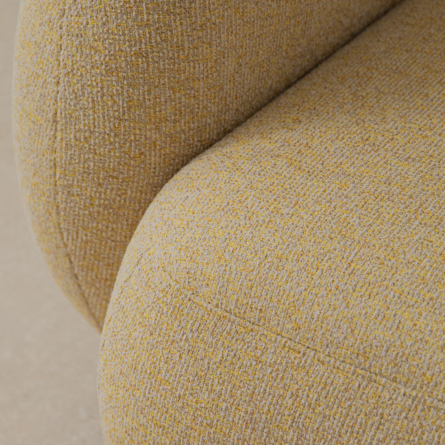 Kate corner sofa in yellow textured fabric with rounded modular design – Micadoni